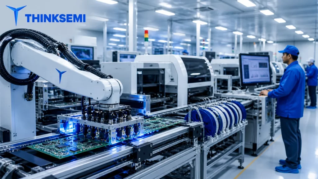 High volume PCB manufacturing process with automated assembly line