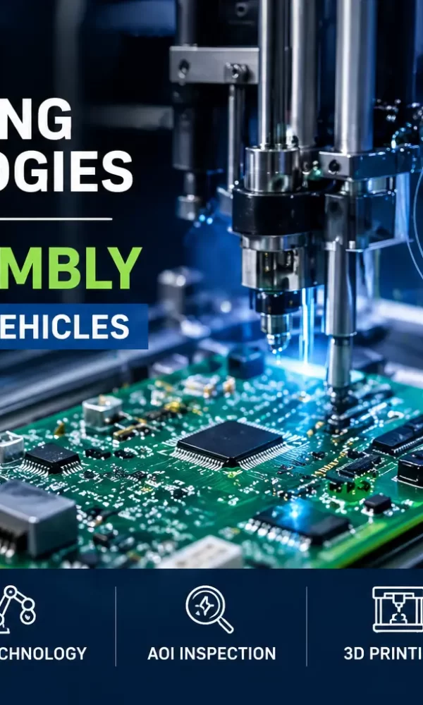 Emerging technologies in PCB assembly for electric vehicles including HDI, SMT, AOI and embedded components