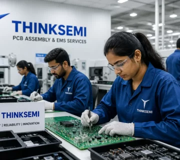 Workers assembling PCB at Thinksemi Infotech – best PCB assembly company in India