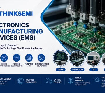 Electronics Manufacturing Services EMS PCB assembly machine working on circuit board Thinksemi Infotech