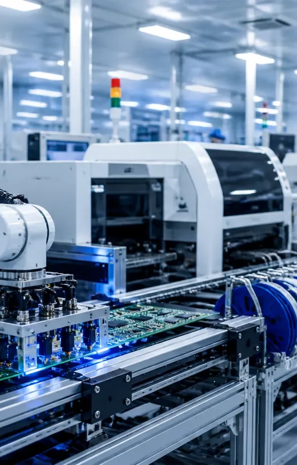 High volume PCB manufacturing process with automated assembly line