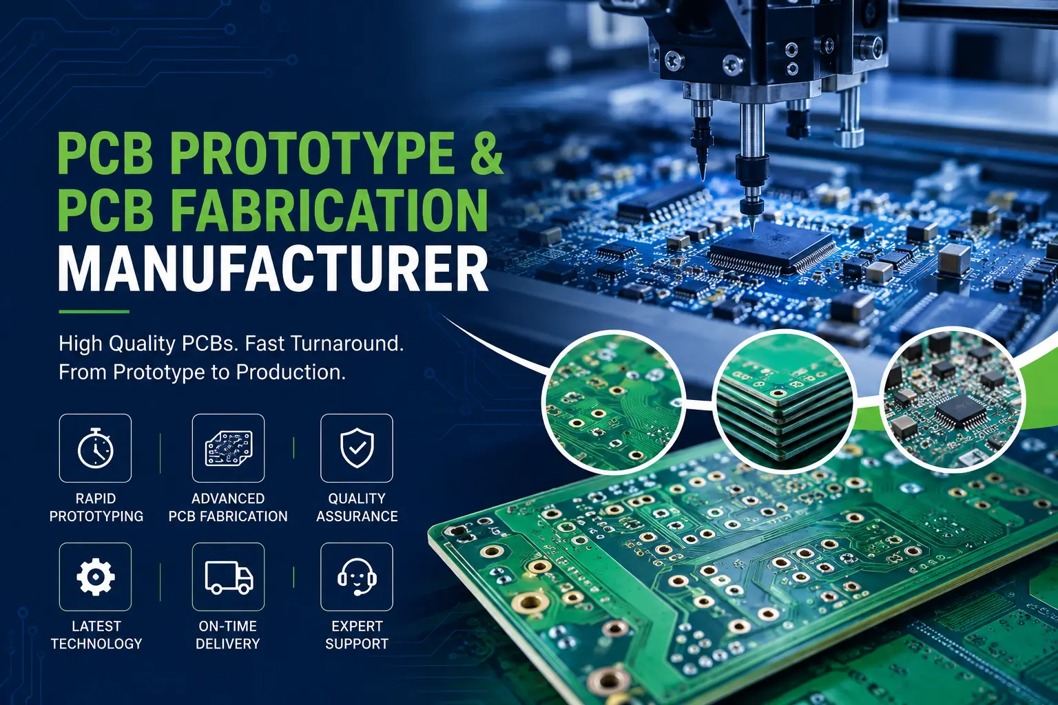 PCB Prototype & PCB Fabrication Manufacturer using automated SMT production line for high quality printed circuit board manufacturing