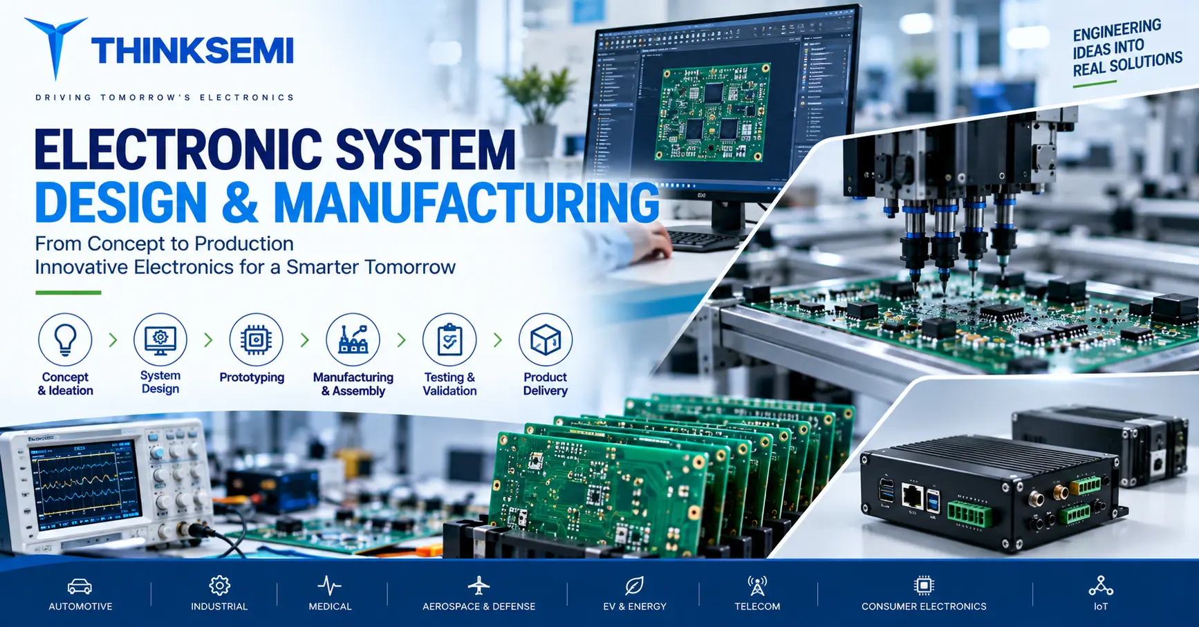 Electronic system design and manufacturing with PCB assembly and automated electronics production