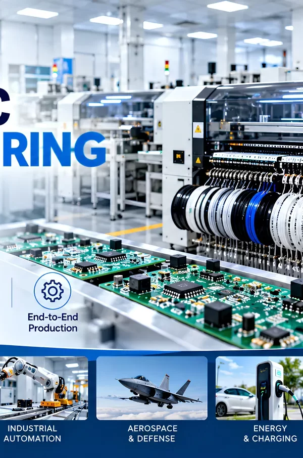 Electronic manufacturing services featuring automated PCB assembly and SMT production equipment
